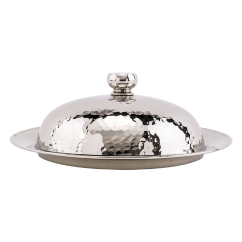 GOY PLATEAU AVEC CLOCHE EN CUIVRE 30CM BLANC