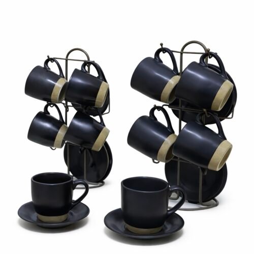 AC SERVICE A CAFE 24PCS AVEC SUPPORT NOIR BLSM-BLSS