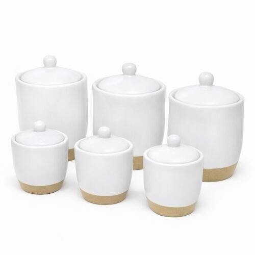 AC SET DE 6 POTS EN CERAMIQUE BLANC WH34-WH08