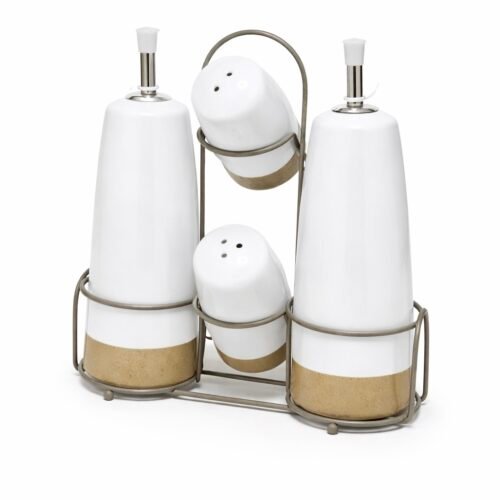 AC SET DE VINAIGRETTE EN CERAMIQUE BLANC OVU-WH13