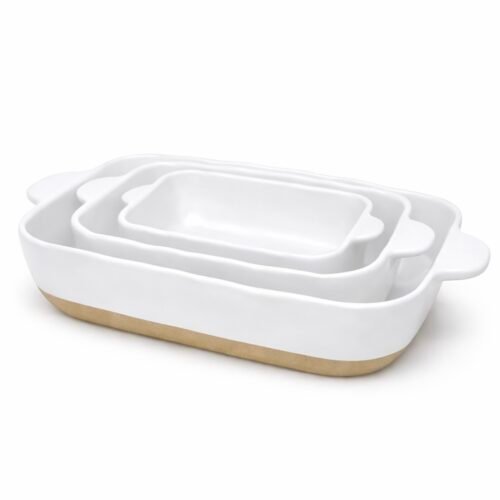 AC SET DE 3 PLATS A FOUR EN CERAMIQUE BLANC BPU-WHS3