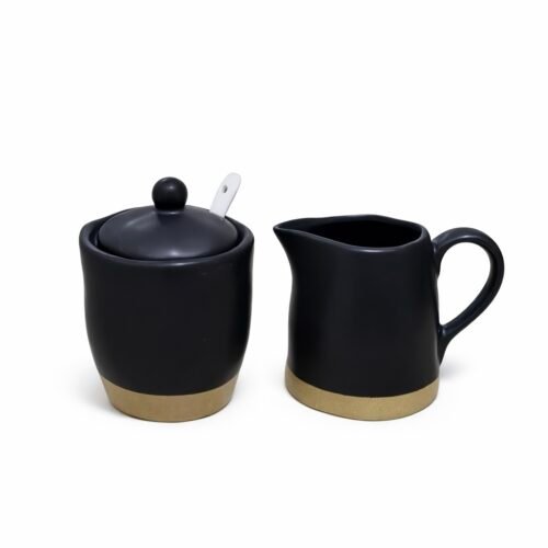 AC SET DE CREAMIER + SUCRIER EN CERAMIQUE NOIR SCU-BLS2