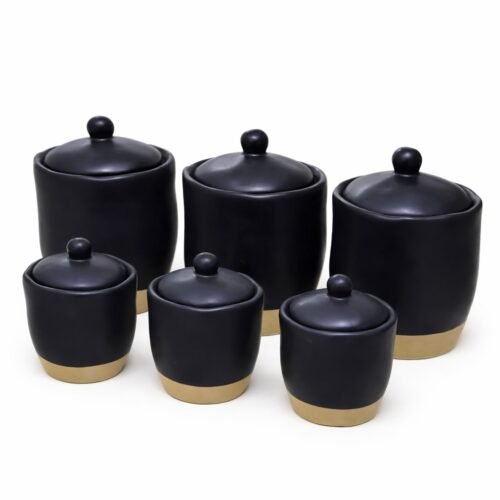 AC SET DE 6 POTS EN CERAMIQUE NOIR BL08-BL34