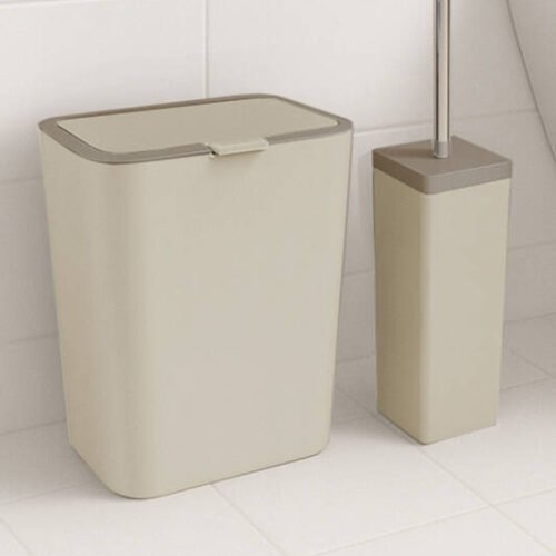 PRIMANOVA FLIP SET DE POUBELLE + BROSSE WC SAS19-09 BEIGE CLAIR