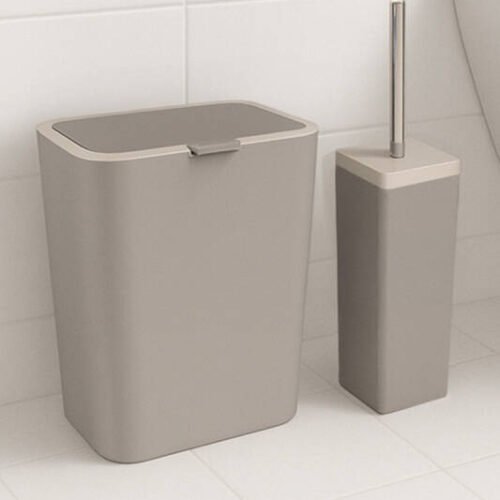 PRIMANOVA FLIP SET DE POUBELLE + BROSSE WC SAS19-09-1 BEIGE FONCE