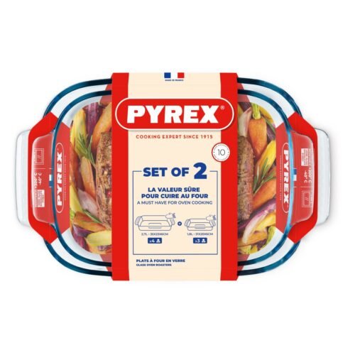 PYREX SET DE 2 PLATS A FOUR RECTANG 35X23X6CM/31X21X6CM 8045