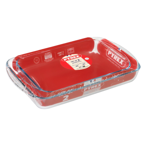 PYREX SET DE 2 PLATS A FOUR RECTANG 40X27X6CM/35X23X6CM 8044