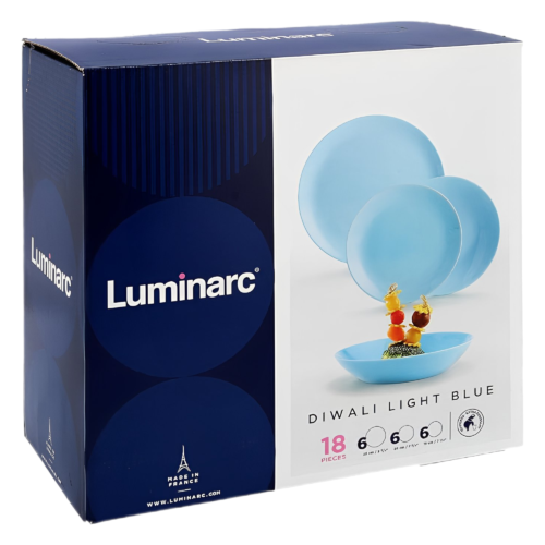 LUMINARC DIWALI SERVICE A TABLE 18PCS BLEU