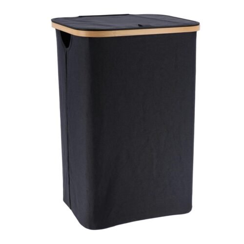 PANIER A LINGE AVEC COUVERT RECTANG 70L 40X30X60CM NOIR 8720-103