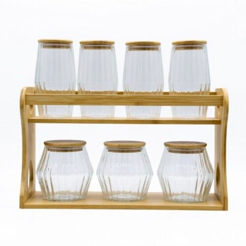 BBF SET DE 7 POTS RAYE AVEC SUPPORT LA26-6