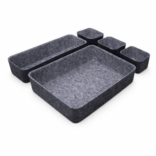 SET DE 5 ORGANISATEURS EN FEUTRE GRIS