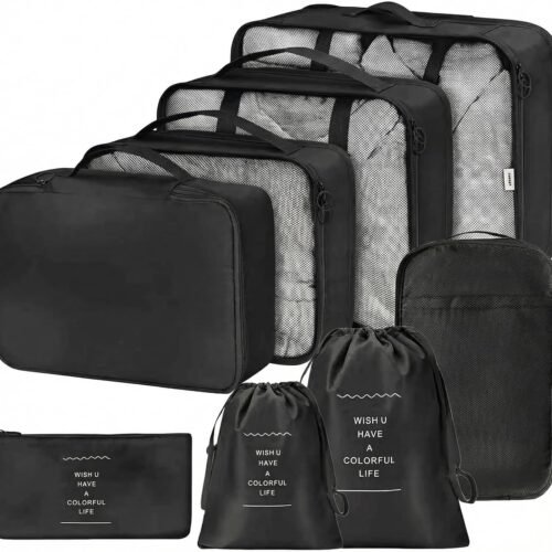SET DE 8 ORGANISATEURS DE VALISE NOIR