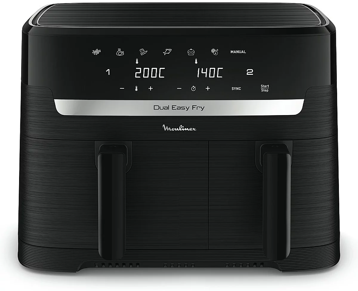 MOULINEX AIR FRYER DOUBLE COMPARTIMENT 8L NOIR EZ901N20