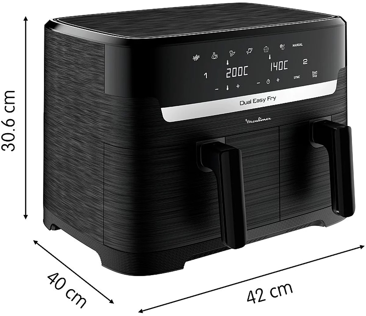 MOULINEX AIR FRYER DOUBLE COMPARTIMENT 8L NOIR EZ901N20 – Image 3