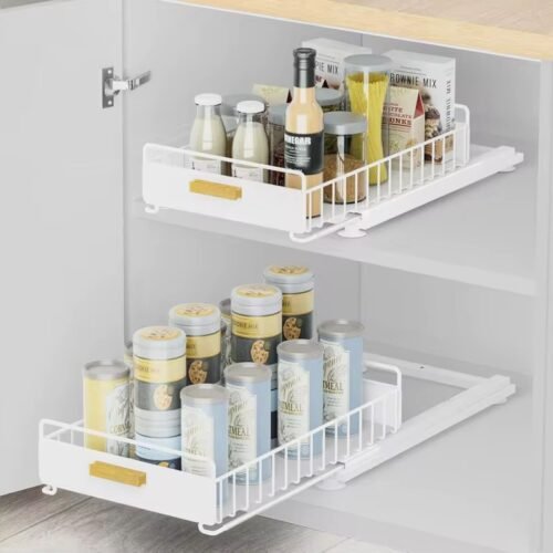 ORGANISATEUR COULISSANT EN METAL BLANC 36.5X24.5X8.5CM 1495-5