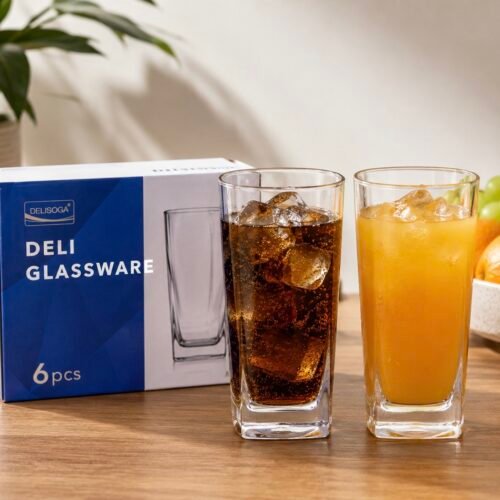 DELI GLASS VERRE CARRE LONG 31.5CL X6 JS6001-2
