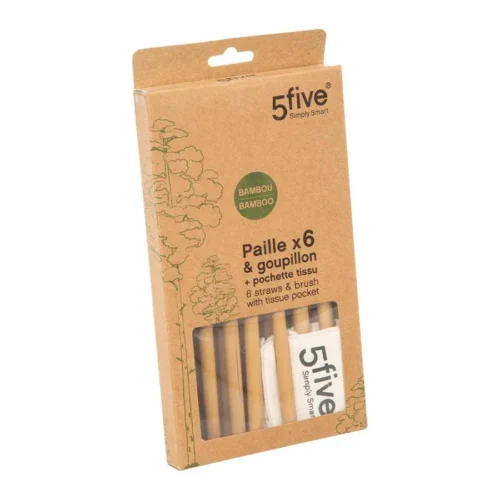 5FIVE SET 6 PAILLES EN BAMBOU AVEC BROSSE 160660