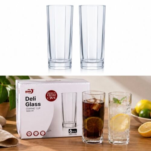 DELI GLASS VERRE OCTAGONAL LONG 32CL X6 ES5004