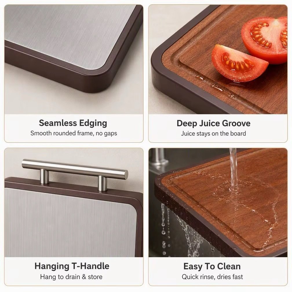 PLANCHE A DECOUPER DOUBLE FACES INOX/EBENE 39X27CM B8886 – Image 4