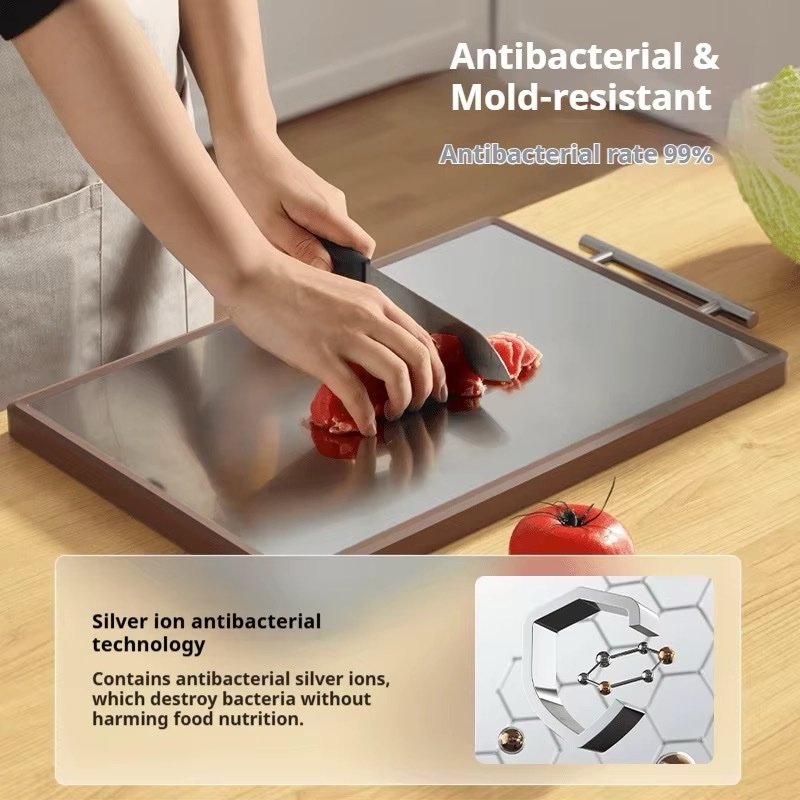 PLANCHE A DECOUPER DOUBLE FACES INOX/EBENE 39X27CM B8886 – Image 2