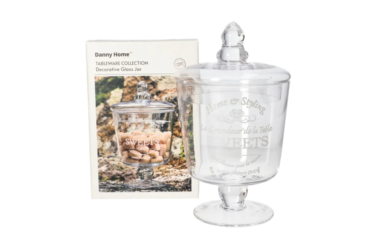 DANNY HOME BONBONIERE A PIED EN VERRE AVEC COUVERT CB-62 – Image 2