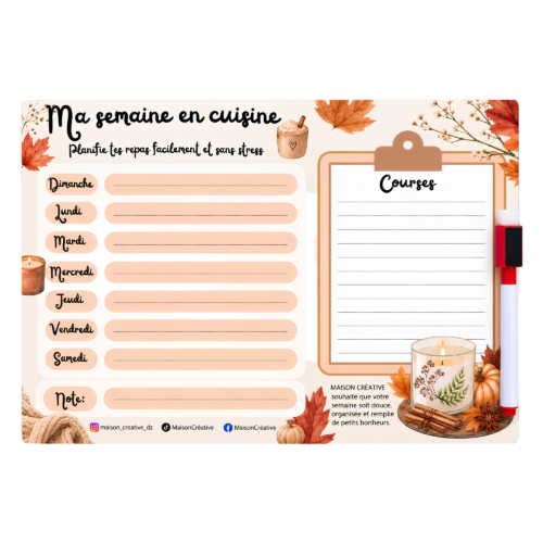 MENU DE SEMAINE MAGNETIQUE FALL